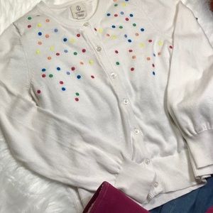 🎉 YAY!!! Lands End Confetti Cardigan White 12-14